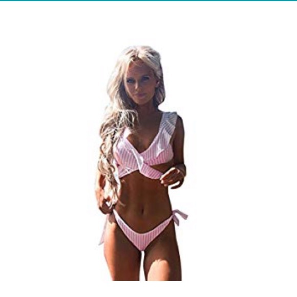 NWOT pink and white stripe bikini - Picture 5 of 5